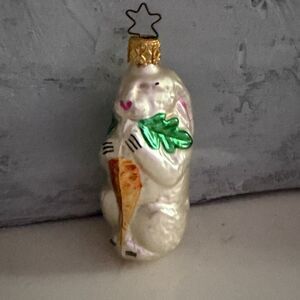 West Germany Inge Hand Blown Glass Bunny Rabbit Carrot Christmas Easter Ornament